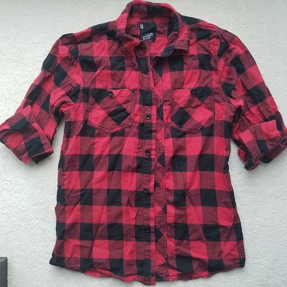 Buffalo Check Red Black Plaid Shirt Long Sleeve - Picture 2 of 11